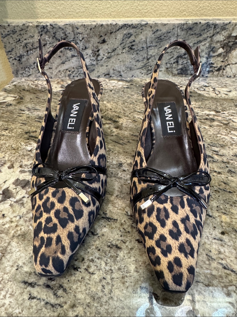 Vaneli Animal print sling back low heels